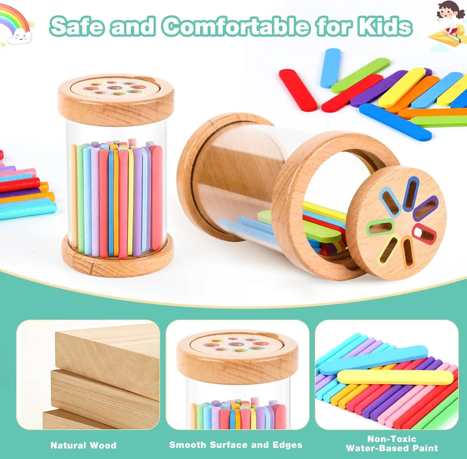 Montessori de madera para clasificar colores y motricidad fina - imagen 2