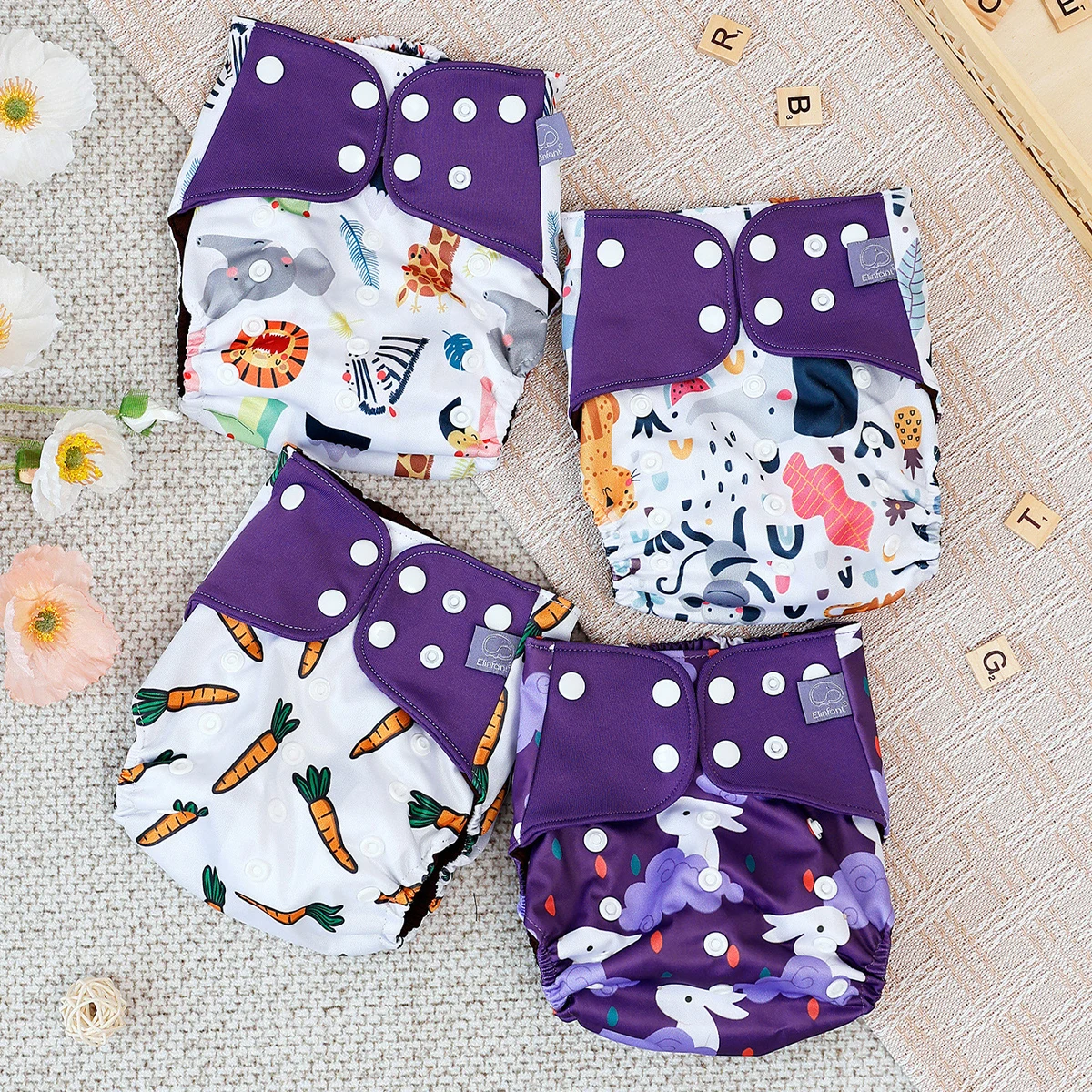 Elinfant 4PCS wasserdichte Stoffwindeln Kaffee Mesh Tuch innere wiederverwendbare Baby Taschenwindeln OS wiederverwendbare Stoffwindel