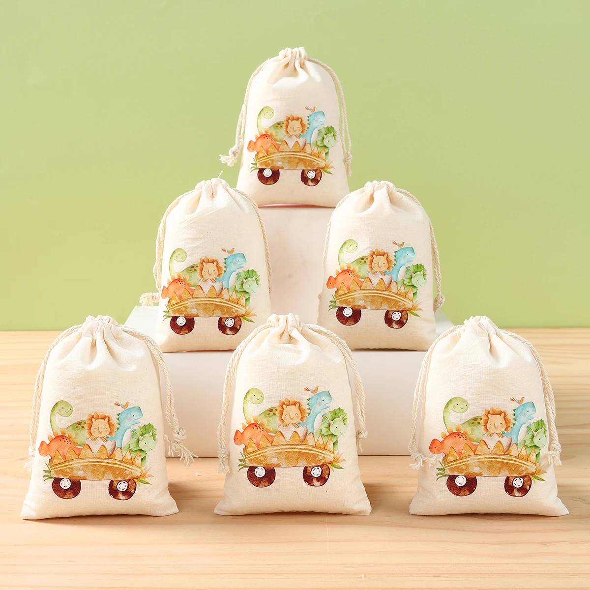 Bolsas de dulces de dinosaurio, suministros para fiesta de cumpleaños de dinosaurio, bolsas de regalo, joyería, bolsas de saco de sótamo, bolsas de embalaje, decoraciones para fiesta de cumpleaños para niños - imagen 2