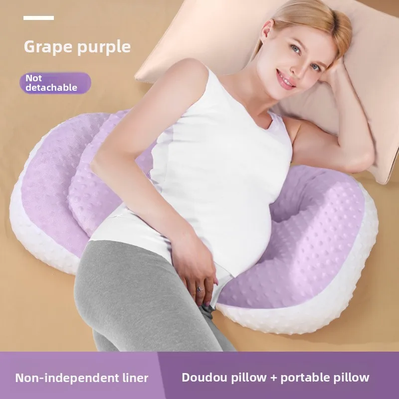Almohada de apoyo para el embarazo, cojín de maternidad para dormir lateral con soporte para la cintura y el vientre, tela de terciopelo de frijol suave, anticolapso - imagen 4