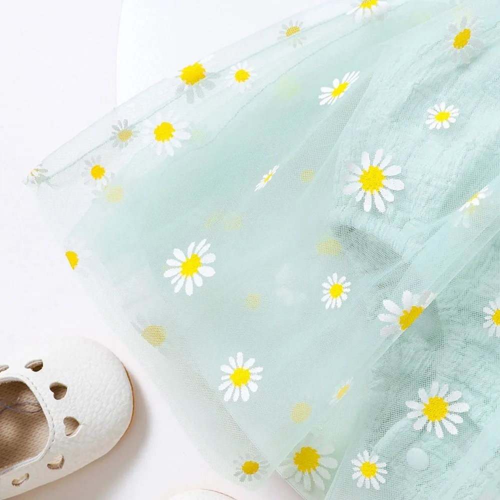Sweet Mesh Romper Dress Baby Girl Sleeveless Suspender Small Daisy Gauze Skirt Summer Daily Wear for Toddler Girl 3-24 Months - imagen 3