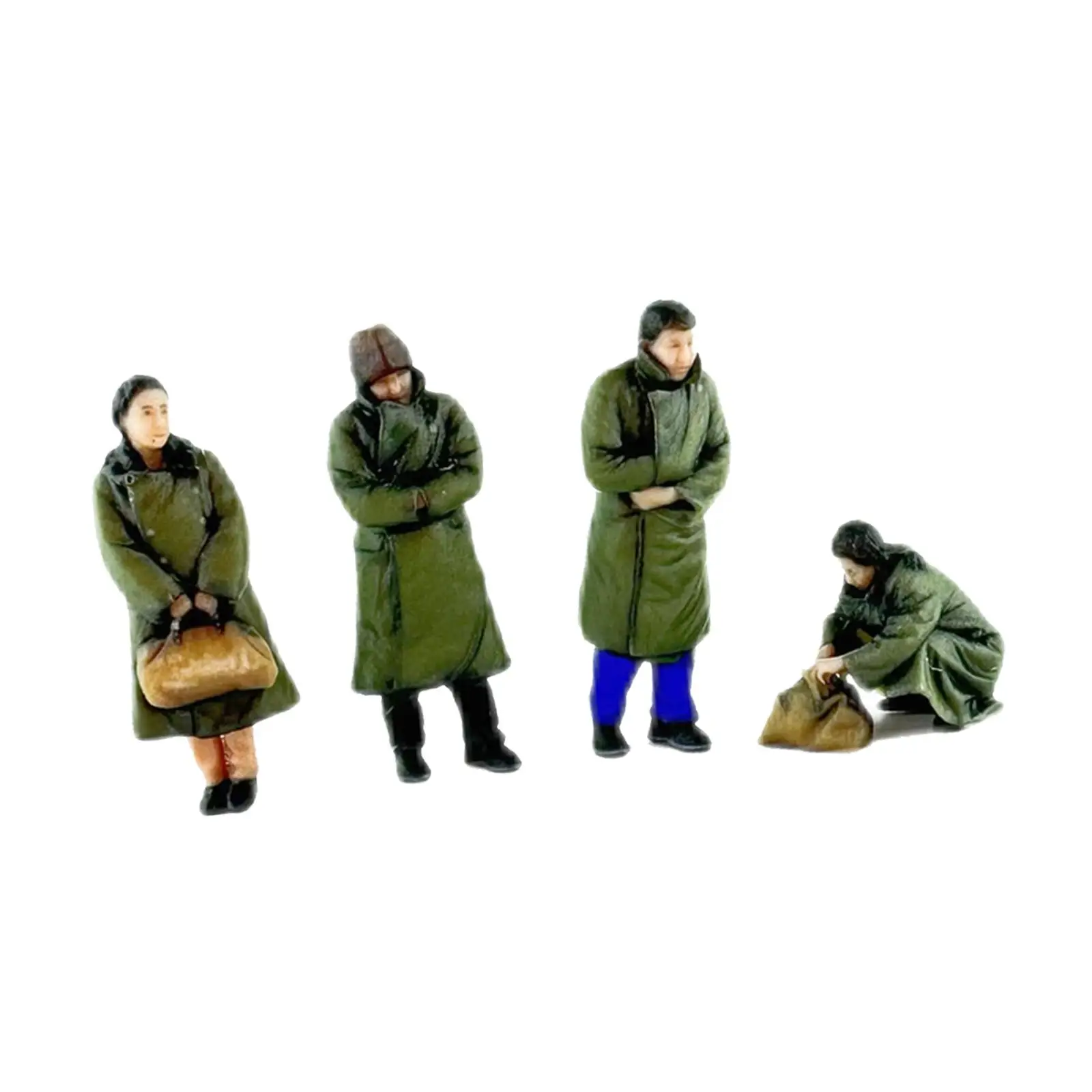 4 Pieces 1:64 Miniature Model Figures People Figurines for Micro Landscapes