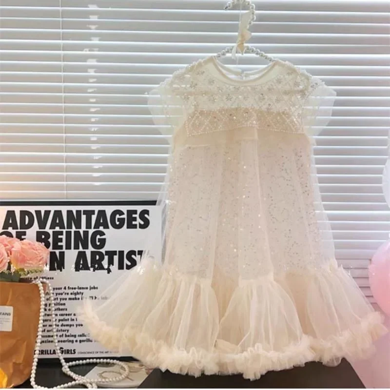 Vestido de princesa con cuello de perlas para niña - imagen 5