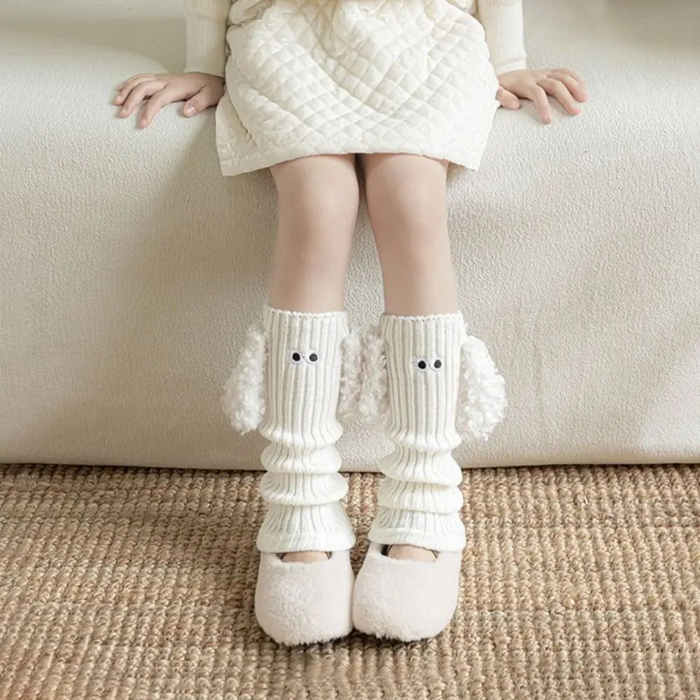 Calentadores de piernas para niños y cachorros, calcetines largos tejidos de Color sólido de Lolita, calcetines gruesos que mantienen el calor a media pantorrilla para Otoño e Invierno - imagen 2