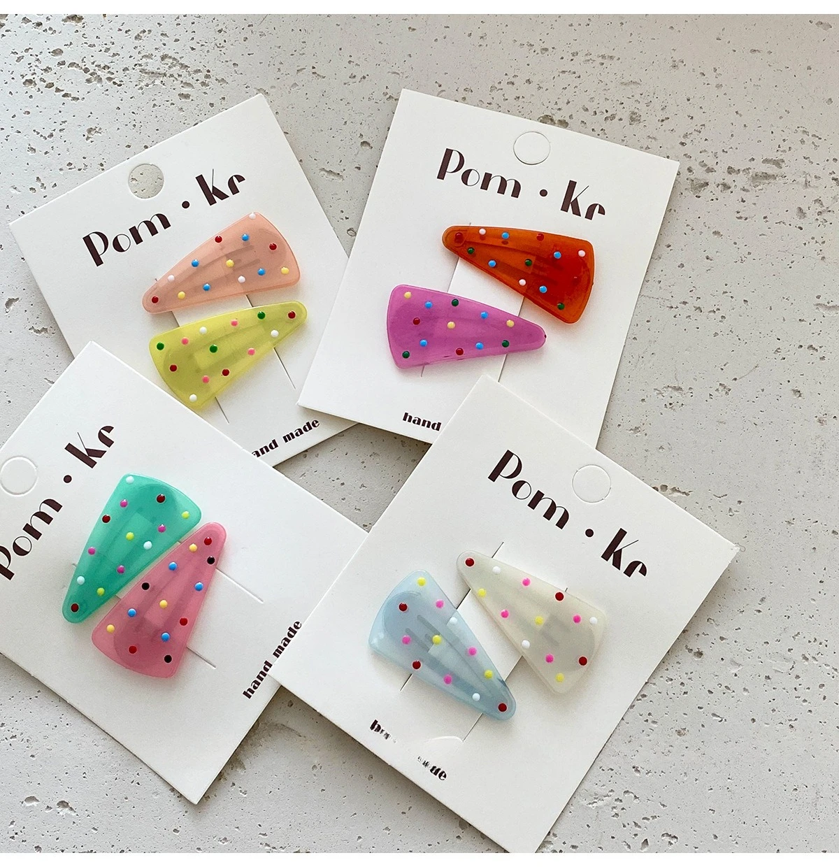 Clips laterales coreanos coloridos de lunares para niños, horquillas laterales con flequillo para niñas, Clips acrílicos para estilismo para vacaciones de verano - imagen 5