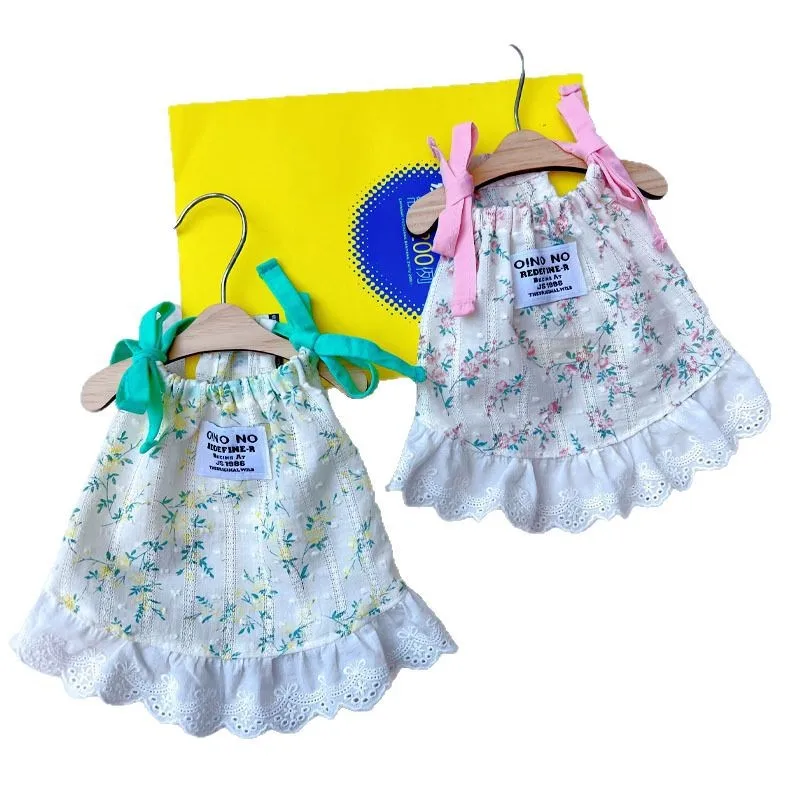 Vestido fresco para mascotas, camisola Floral bordada, chaleco con lazo para perro, Top para perro pequeño, vestidos para perros pequeños, ropa para cachorros - imagen 5