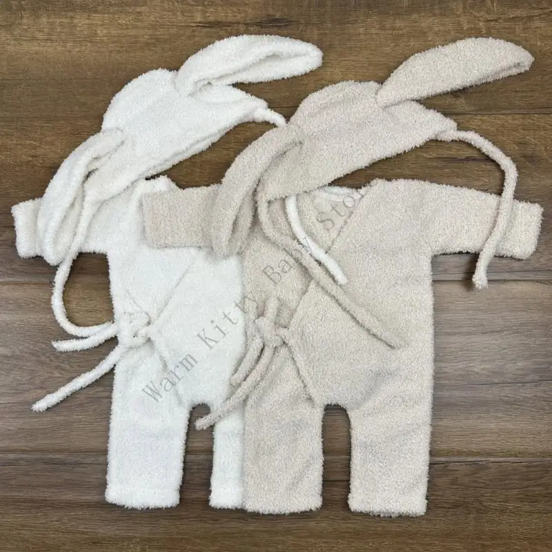 XXFE Bebé Fotografía Traje Ropa Conejo Tema Sombrero y Mameluco Sesión Fotos Vestir