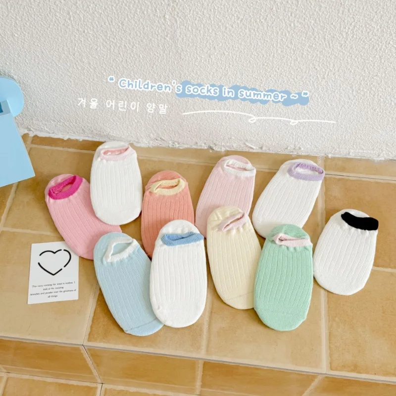 4 par/set de calcetines tobilleros cortos de Color gelatina de verano para niños pequeños, niños y niñas, calcetines finos transpirables de algodón suave, calcetines invisibles de malla - imagen 3