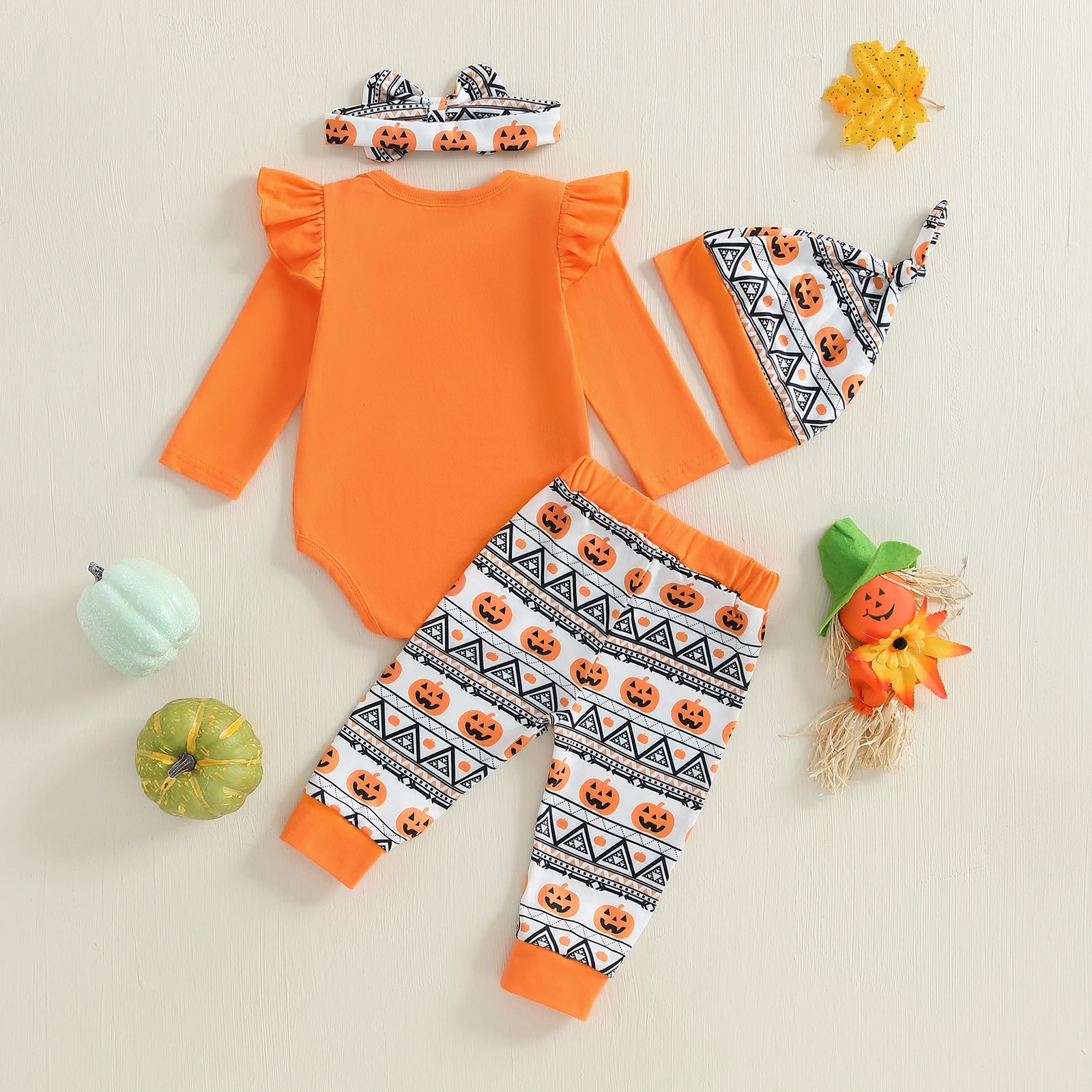VISgogo Mameluco Halloween para niña – Estampado letras y calabaza - imagen 4