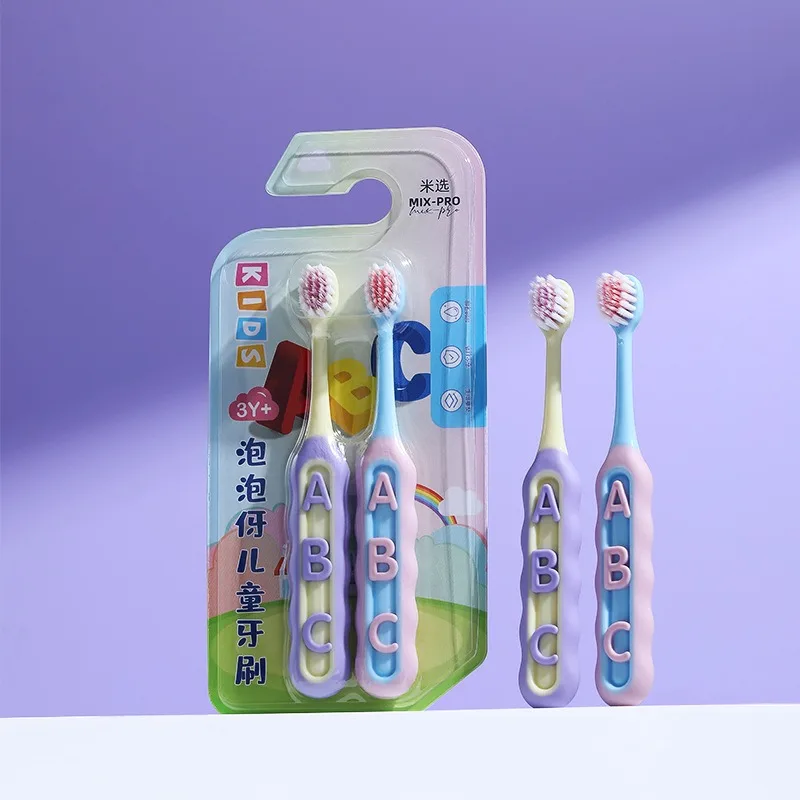 2 unids/set de cepillo de dientes de dibujos animados para niños, piel suave en espiral, cuidado Dental para bebés de 3 a 12 años, limpieza de dientes, cepillo de dientes antideslizante para niños