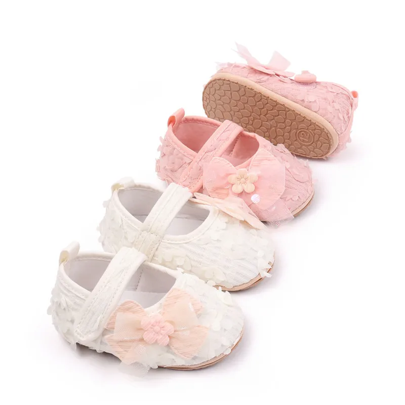 2025 nuevos zapatos planos con lazo para niña, suela de goma suave, cuna infantil, primeros caminantes, zapatos de princesa para niñas recién nacidas para vestido de fiesta