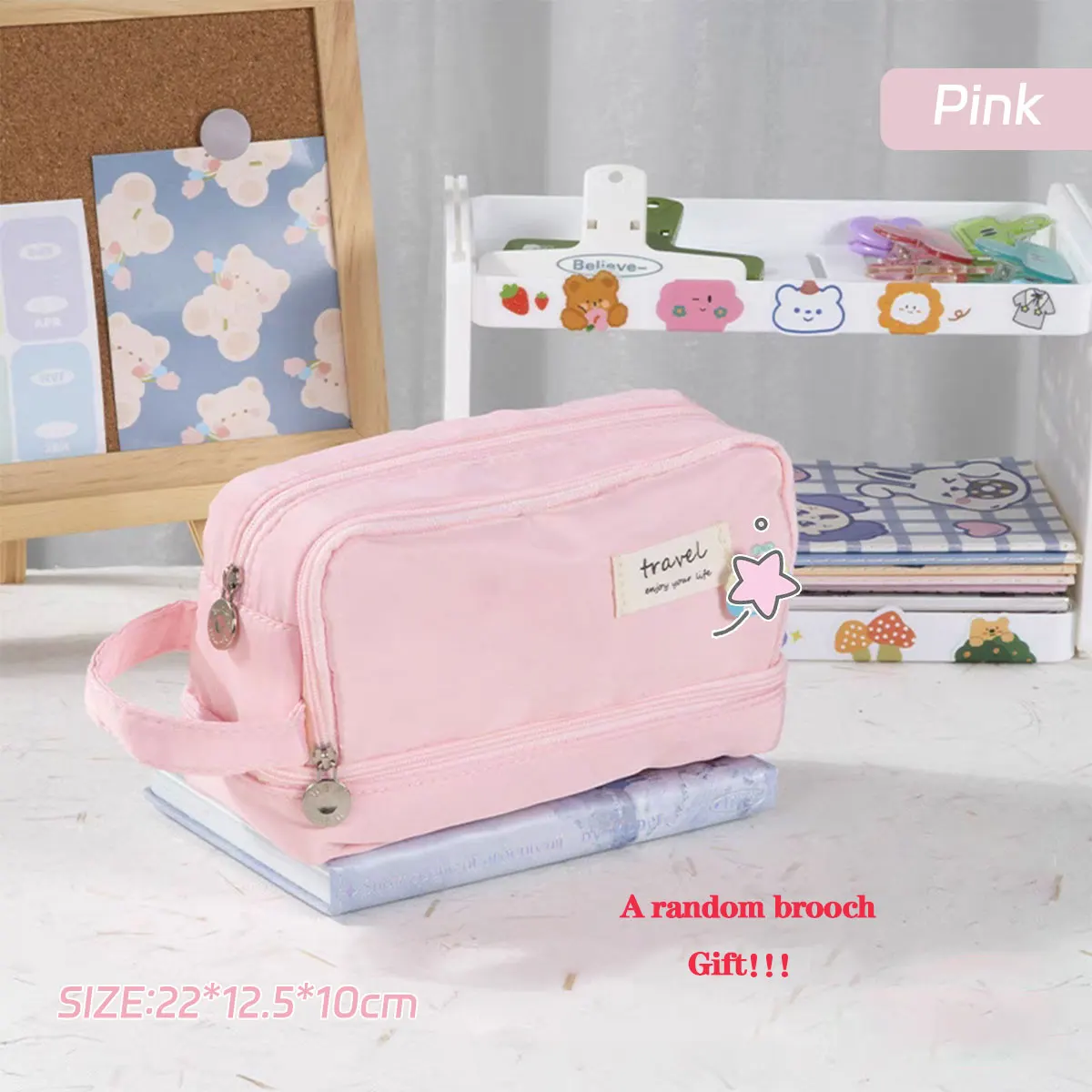 Pink-a brooch