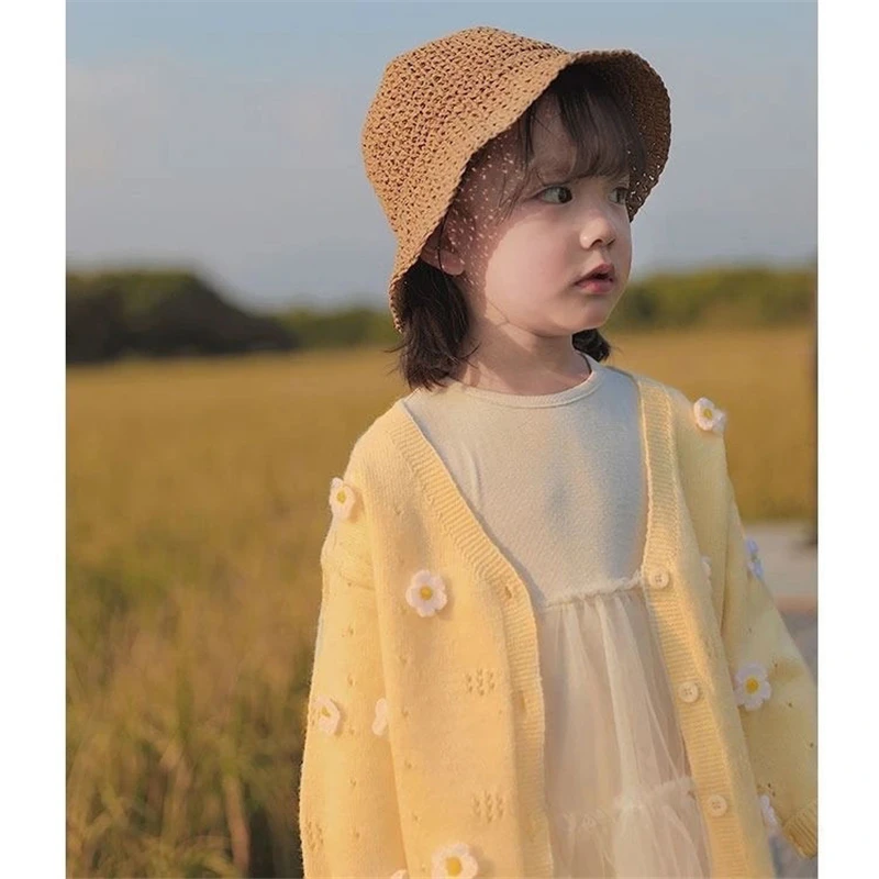 Suéter de terciopelo de visón de ajuste suelto informal para niñas coreanas, chaqueta gruesa para niños, cárdigan de punto, suéter de Color sólido, Otoño e Invierno