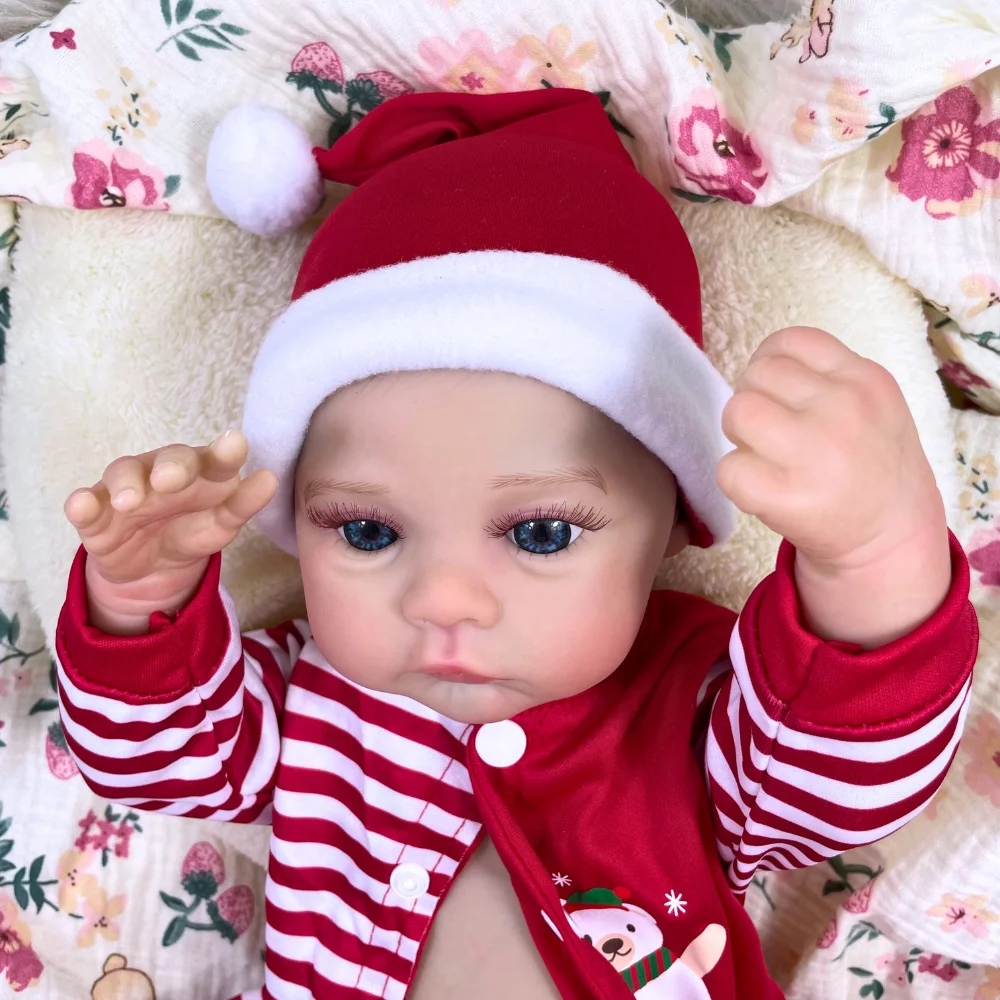 MRB-Muñeca Reborn realista de 18 pulgadas, imagen Real de pradera, cuerpo completo de vinilo, piel 3D lavable, venas visibles, muñeca de Navidad - imagen 2