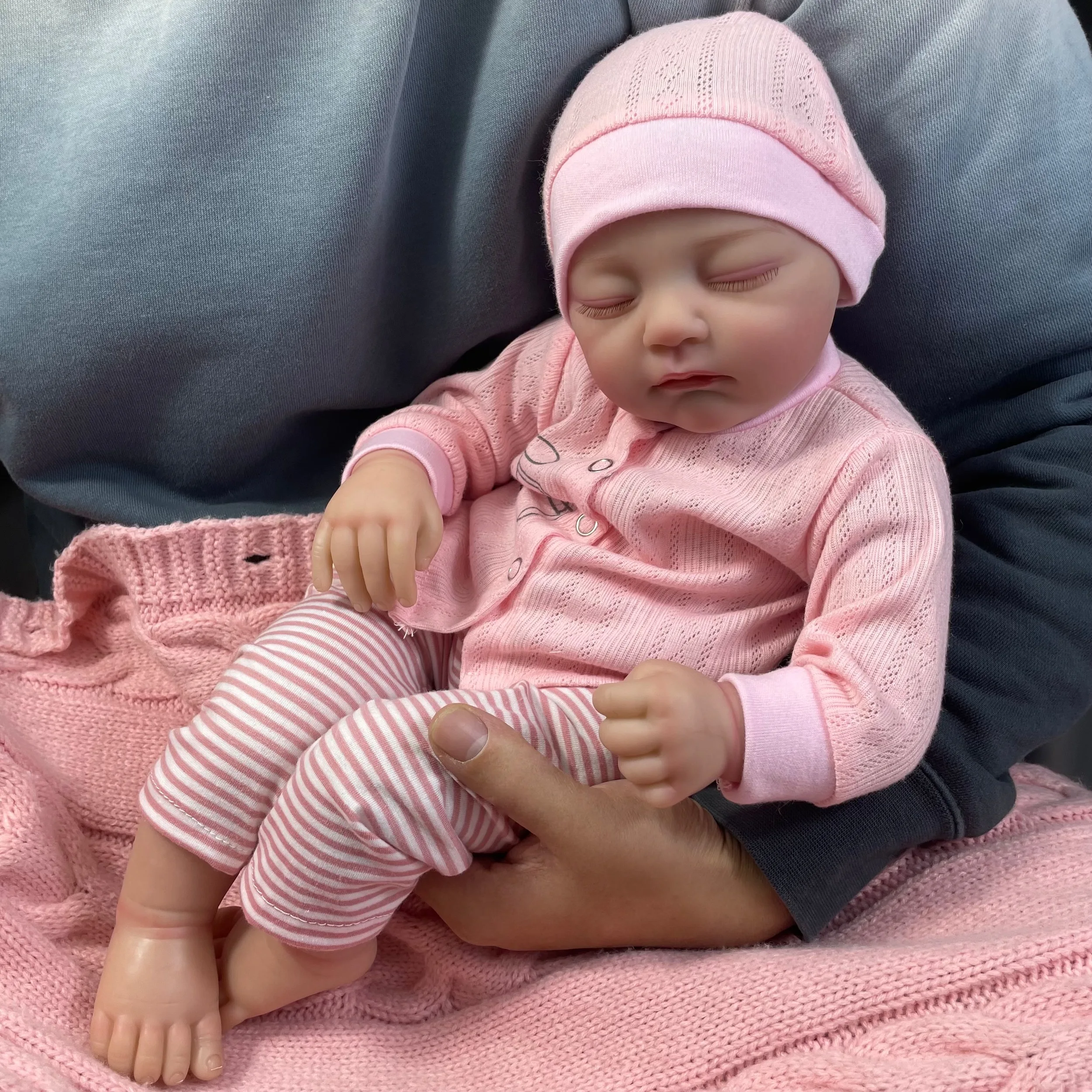 Muñeca Reborn realista de 18 pulgadas para niñas, muñeco recién nacido dormido, pelo pintado a mano, tono de piel 3D, venas visibles, regalo - imagen 2