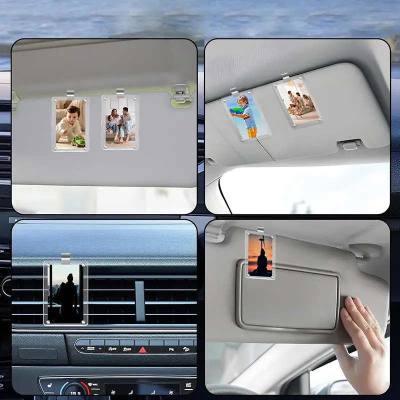 Soporte de fotos personalizado magnético de alta calidad, parasol de coche a la moda, soportes para fotos, suministros organizadores de parasol Interior para coches