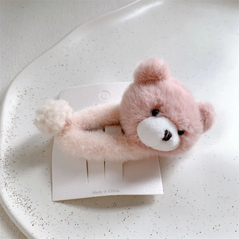 Nuevos pinzas para el cabello de oso de dibujos animados de felpa para niños de otoño/invierno, pinzas BB dulces para niñas, para flequillo/pelo de bandeja, tocados suaves y versátiles - imagen 5