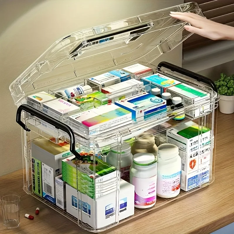Pastillero transparente multi-niveles – Asa portátil para viajes - imagen 2