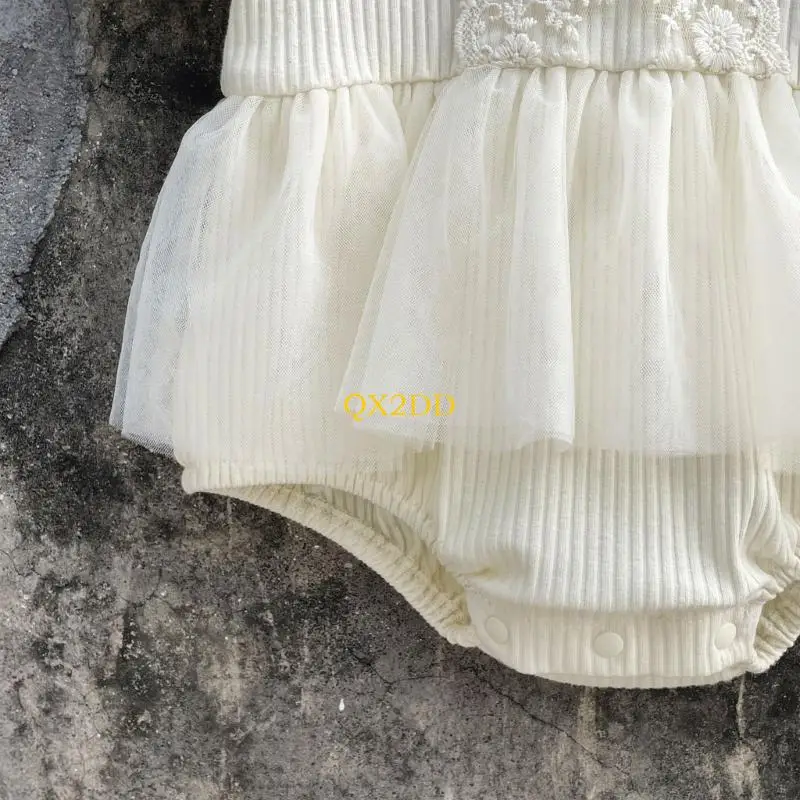 QX2D-ropa para fotografía niña, mono manga corta, disfraz para recién nacido, pelele pieza, diadema con lazo, traje - imagen 5