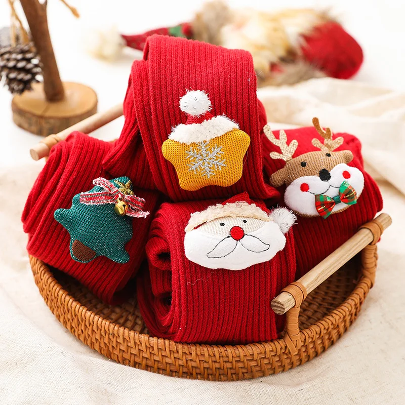 Medias navideñas rojas de algodón suave para niños – Diseño divertido - imagen 4