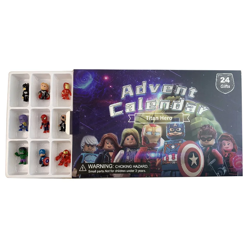 Caja de calendario de Adviento de Marvel, regalos de Los Vengadores de Disney, figura de acción pequeña de Iron Spider-Man, juguete de Navidad para niños y niñas 2023 - imagen 4