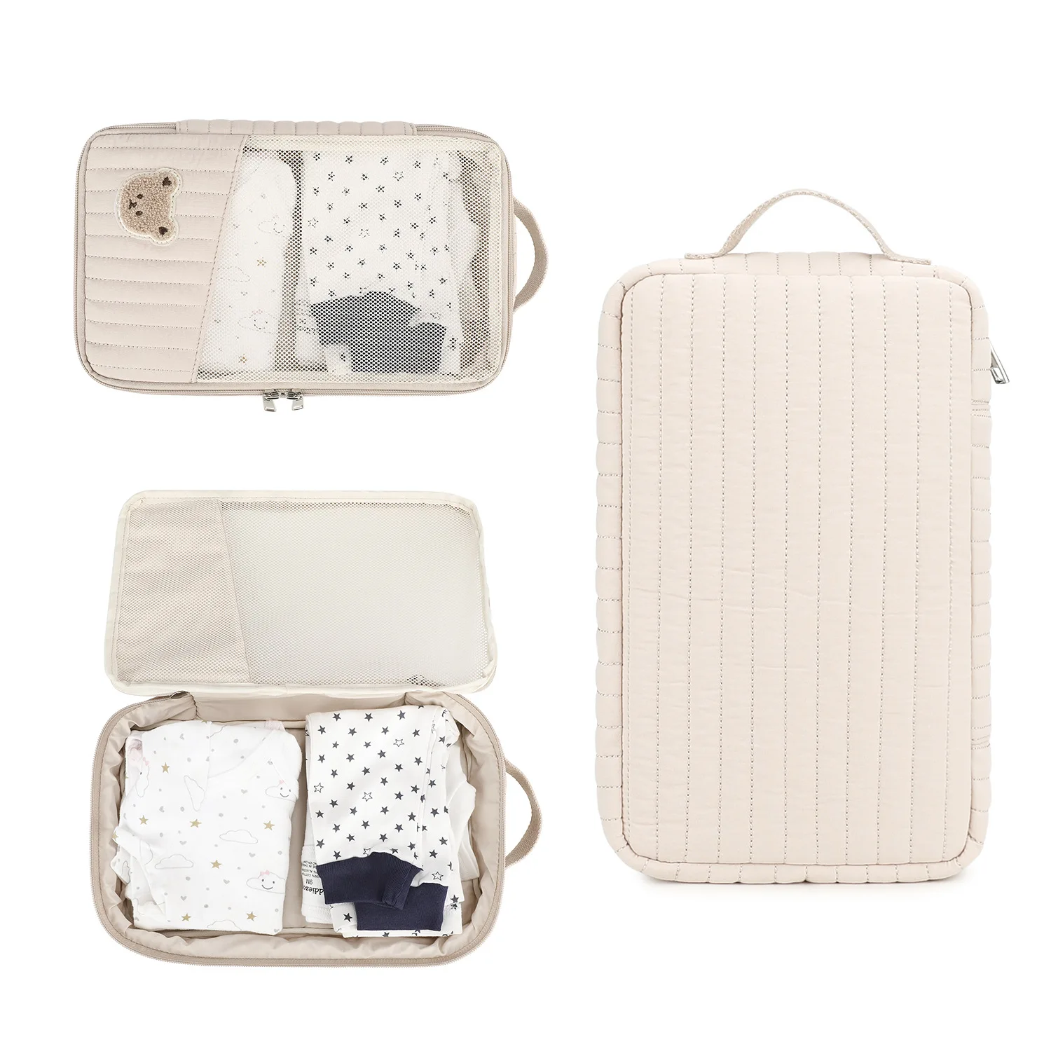 Bolsa de pañales de algodón para bebé – Organizador de viaje portátil - imagen 2