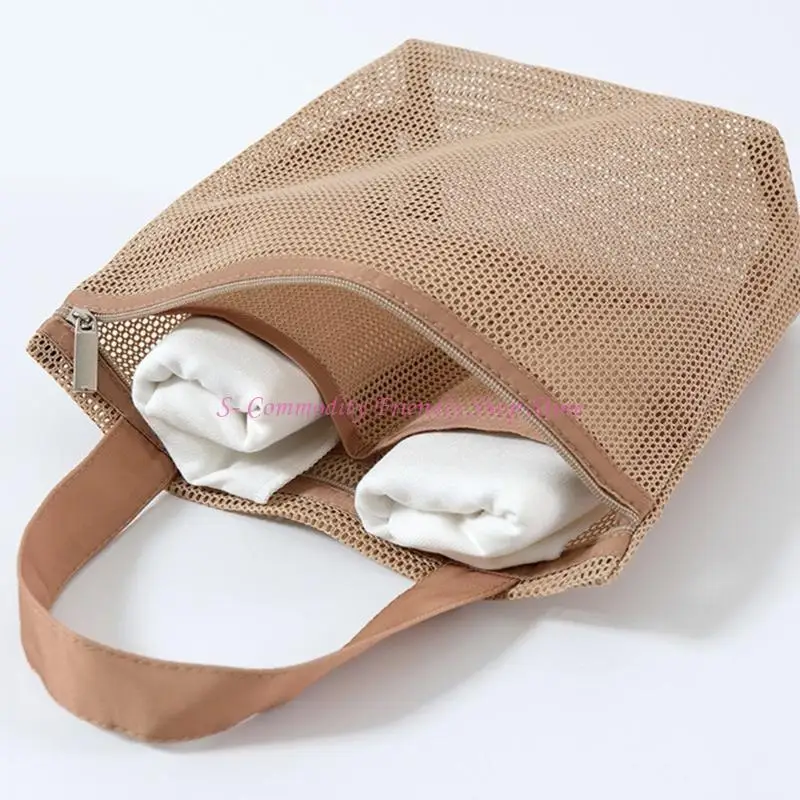 85AE Bolsa almacenamiento hueca, bolsa viaje, bolsa pañales multifuncional, bolso malla Color sólido, bolso - imagen 2