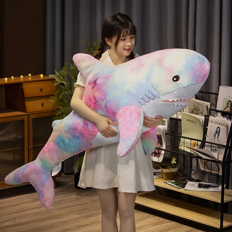 Peluche de tiburón gigante colorido almohada animal cojín suave