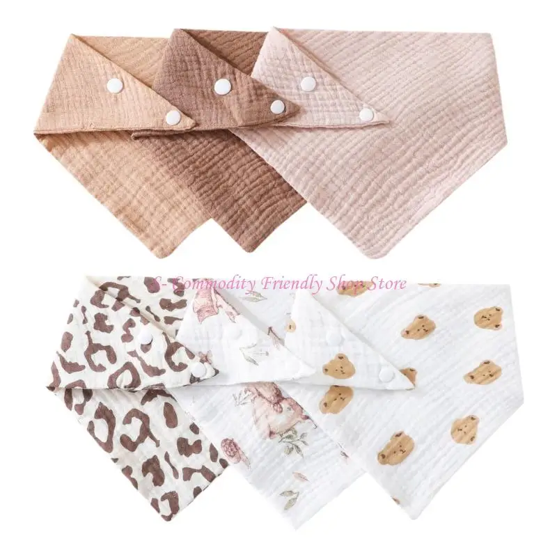 85ae 6pcs recién nacidos delantal babeo ajustable algodón transpirable paños baberos alimentación babero para niños - imagen 2