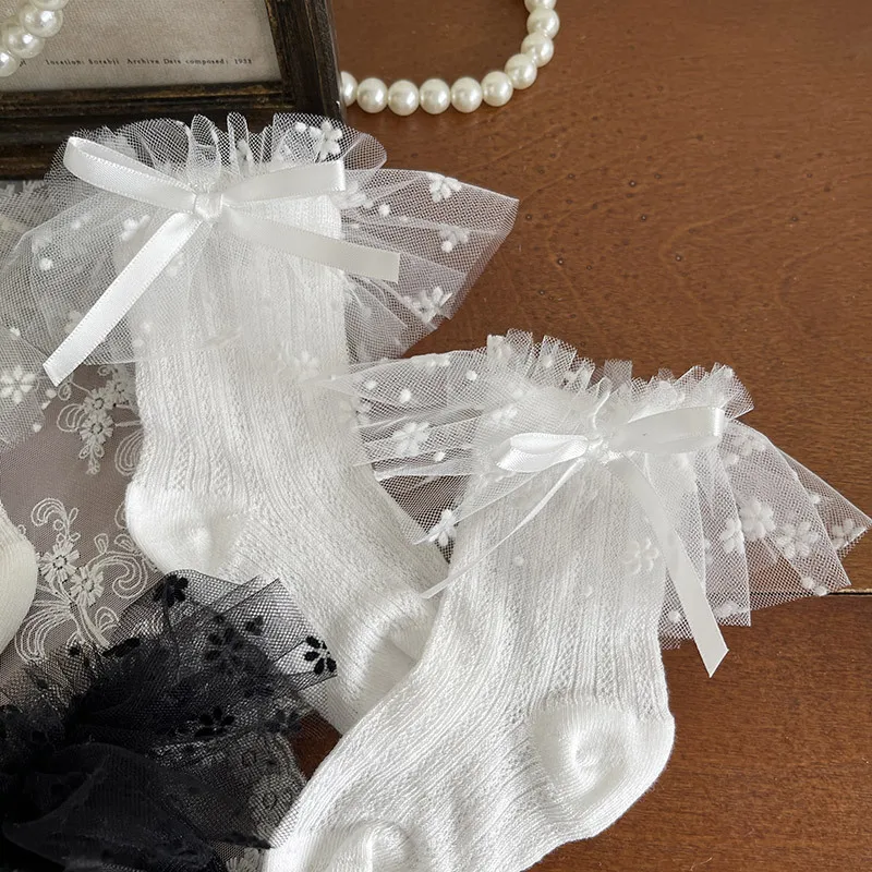 Calcetín de pantorrilla japonés Retro Sakura bordado para niños niña dulce encaje moda princesa Jacquard calcetín verano fino transpirable calcetín - imagen 5