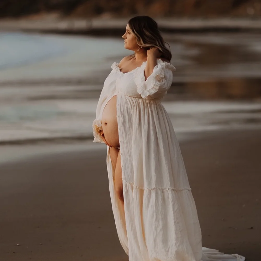 Vestido bohemio de algodón para sesiones de fotos maternales - imagen 3