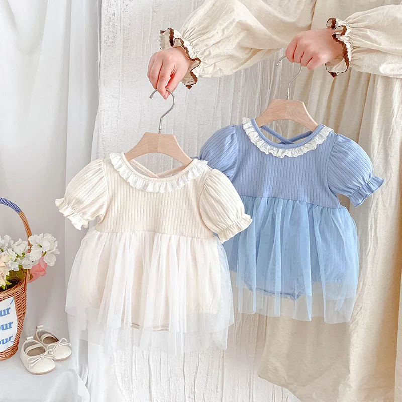 MILANCEL nuevo Body de verano para bebé, mono de encaje con tiras dulces para niñas de 0 a 3T, vestido de princesa transpirable para niños pequeños