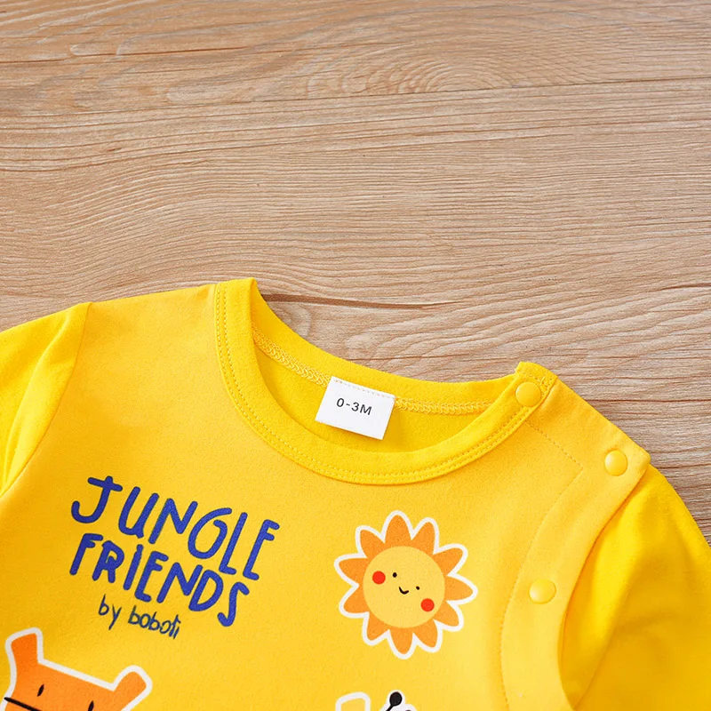 Body pijama amarillo estampado animal para bebé - imagen 2