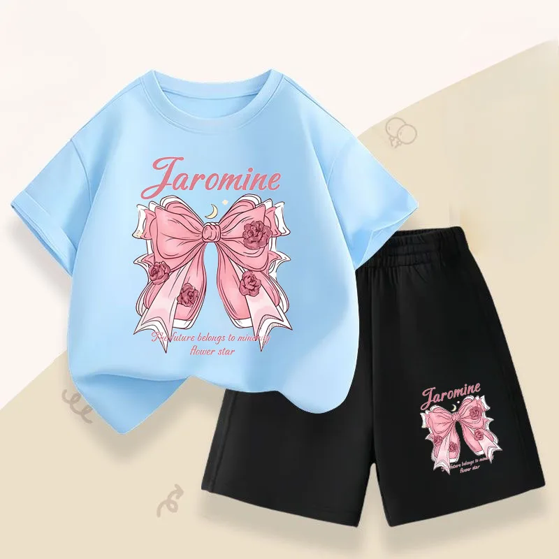 Conjunto niña verano – Camiseta con lazo y short infantil - imagen 3