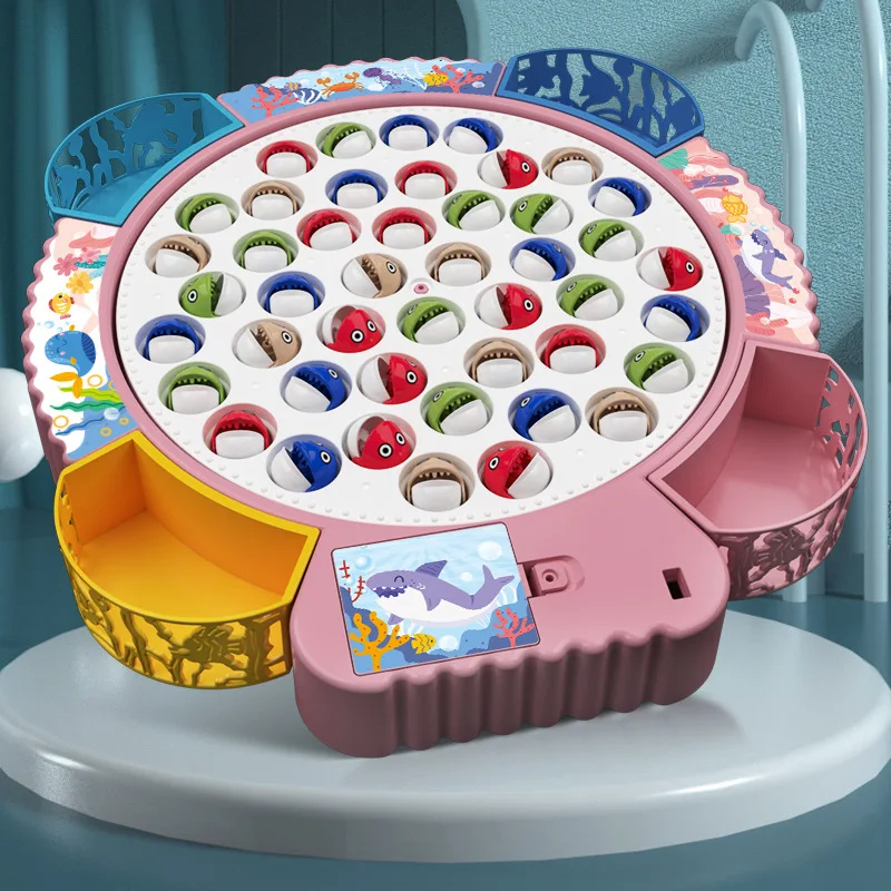 Juego de pesca para niños, juguete de pesca eléctrica con música, juego giratorio, caña de pescar, educación, regalos para padres e hijos - imagen 3