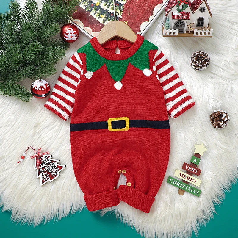 Pelele bebé navideño Papá Noel rojo y verde