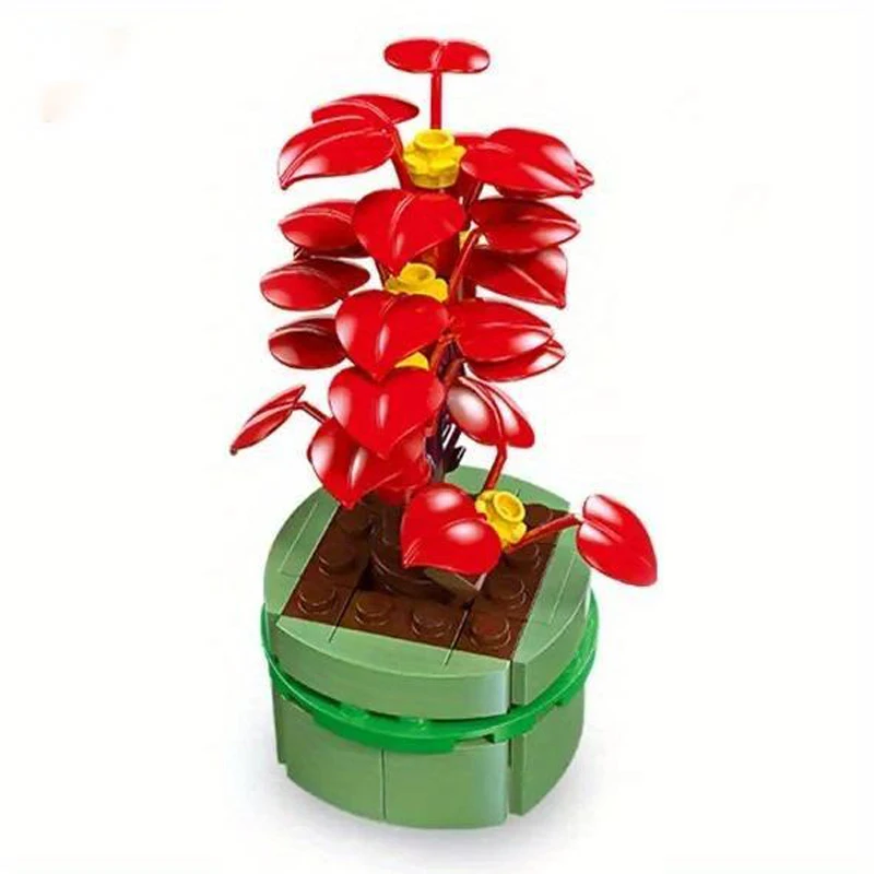 Planta bonsái en maceta, ramo de flores preservadas, modelo suculento, bloques de construcción, rompecabezas para niños, Juguetes DIY, ladrillos, regalos de navidad - imagen 3