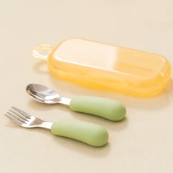 Set de cubiertos entrenamiento para bebé – Cuchara y tenedor de acero inoxidable