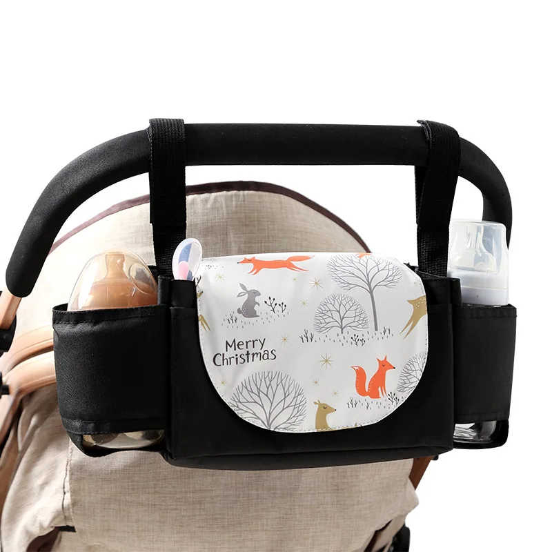 Bolsa de almacenamiento colgante para cochecito, organizador impermeable para cochecito de bebé con ganchos fuertes, gran capacidad para biberones, esencial de viaje