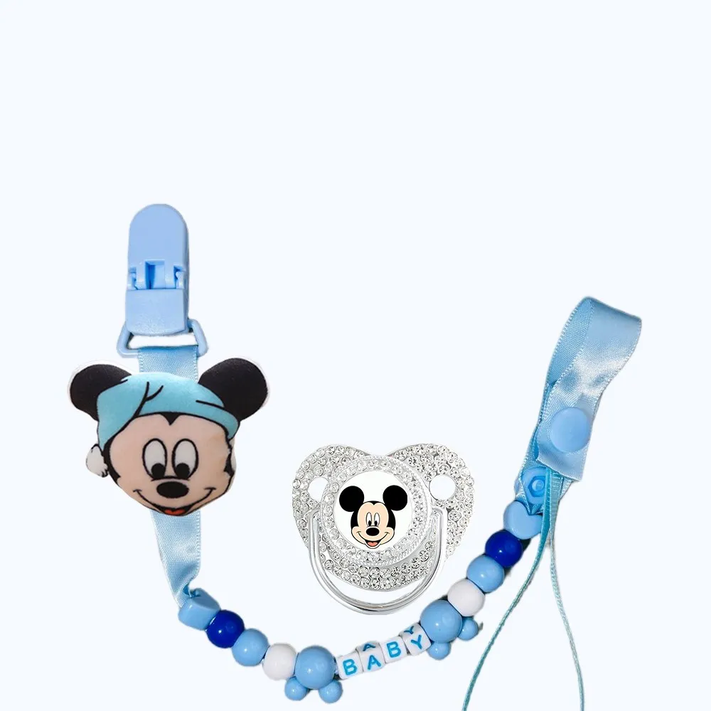 Chupete de bebé personalizado con cuentas hecho a mano, clip de cadena, lujosa chupete de bebé, tetina de silicona con cubierta antipolvo, regalo para Baby Shower - imagen 3