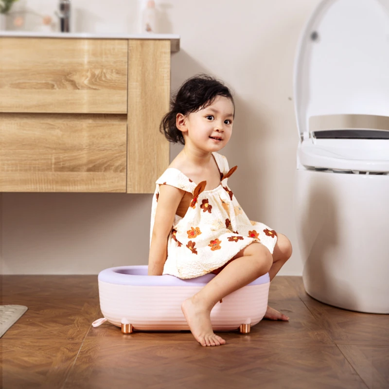 Taburete de ducha moldeado integrado seguro y antideslizante para bebé, inodoro mágico para el hogar, PP, baño sentado, sin sentadillas