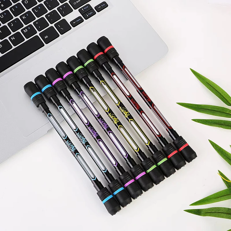 4 Uds. Bolígrafo giratorio colorido, entrenamiento de flexibilidad para los dedos, bolígrafo de Gel para liberar estrés, bolígrafo azul, amarillo, rojo y morado, regalo de fiesta y Festival ZYF - imagen 2