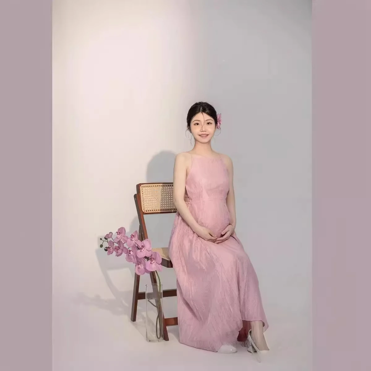Vestido premamá sin mangas elegante para fotos de maternidad - imagen 3