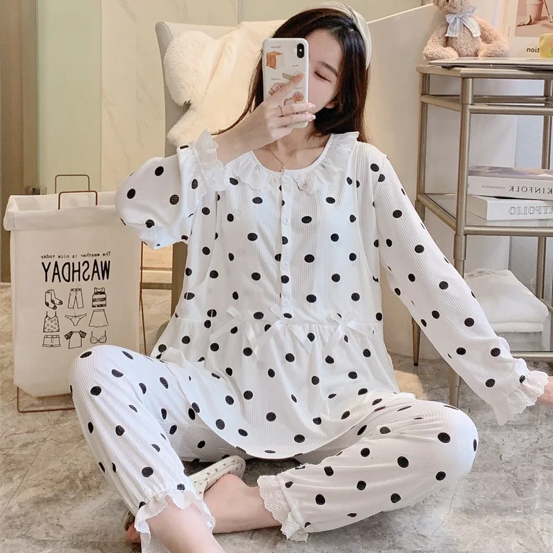Pijama de lactancia manga larga para maternidad y posparto - imagen 3