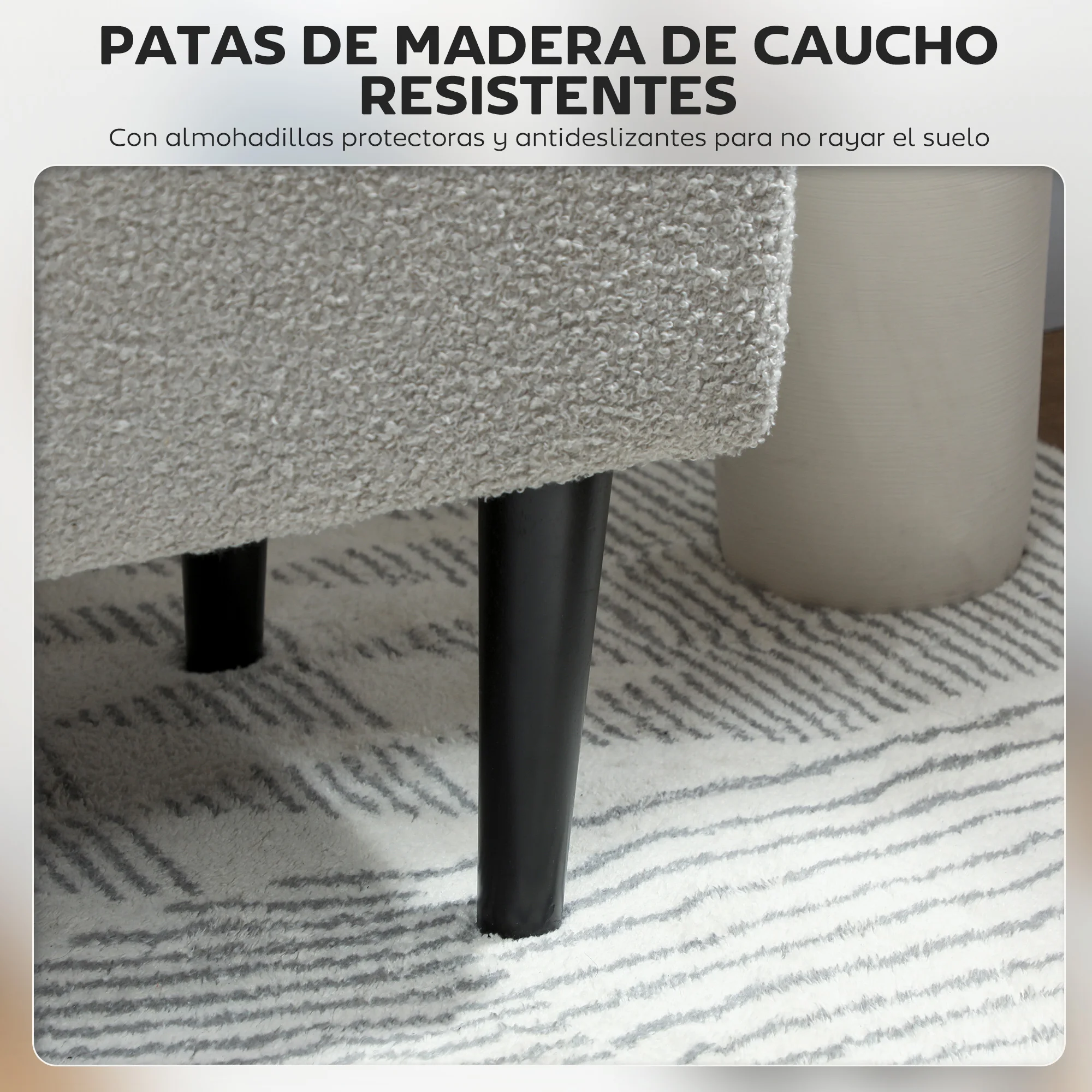 HOMCOM Puff Almacenaje, Banco Almacenaje Plegable, Capacidad de 57 L, 95x38x45 cm, Tapizado en Borreguito, Pie de Cama con Tapa Abatible y Patas de Madera, para Salón, Dormitorio, Entrada, Gris - imagen 5