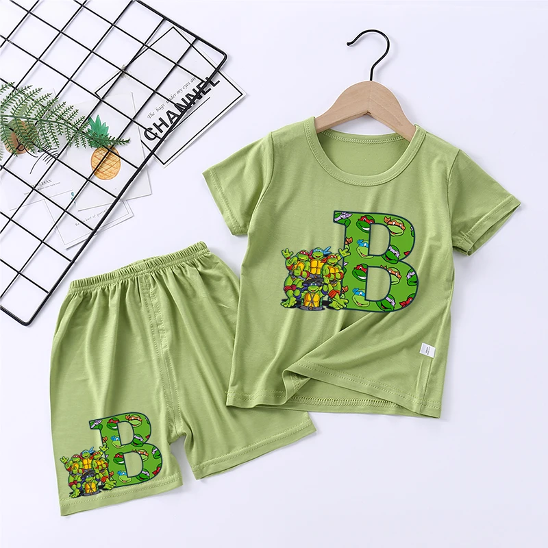 Ninja Turtles Pajamas for Children Girls Kawaii Cartoon Print Pajamas Set Child Summer Casual Clothing Home Clothes Kids Gifts - imagen 3