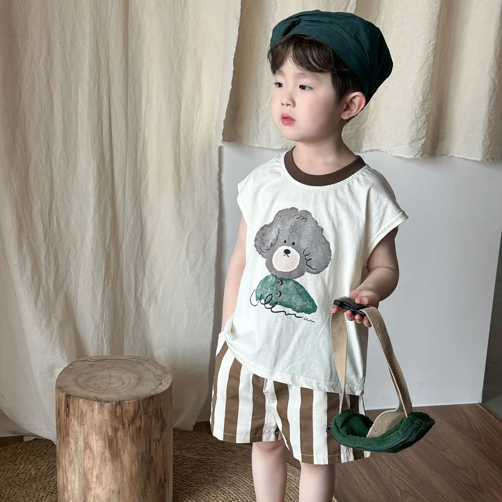 Conjunto de ropa de verano para niños, camiseta sin mangas + pantalones, 2 uds., ropa para niños - imagen 4