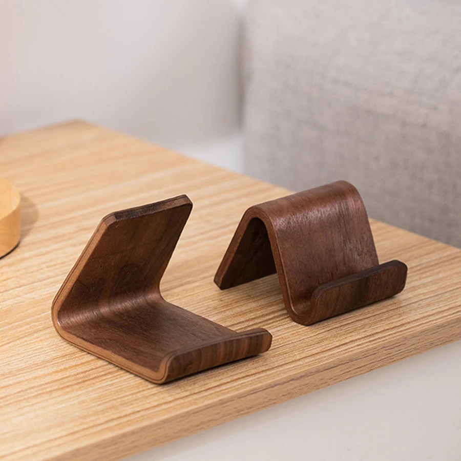 Organizador escritorio madera nogal – Soporte móvil y tarjetas