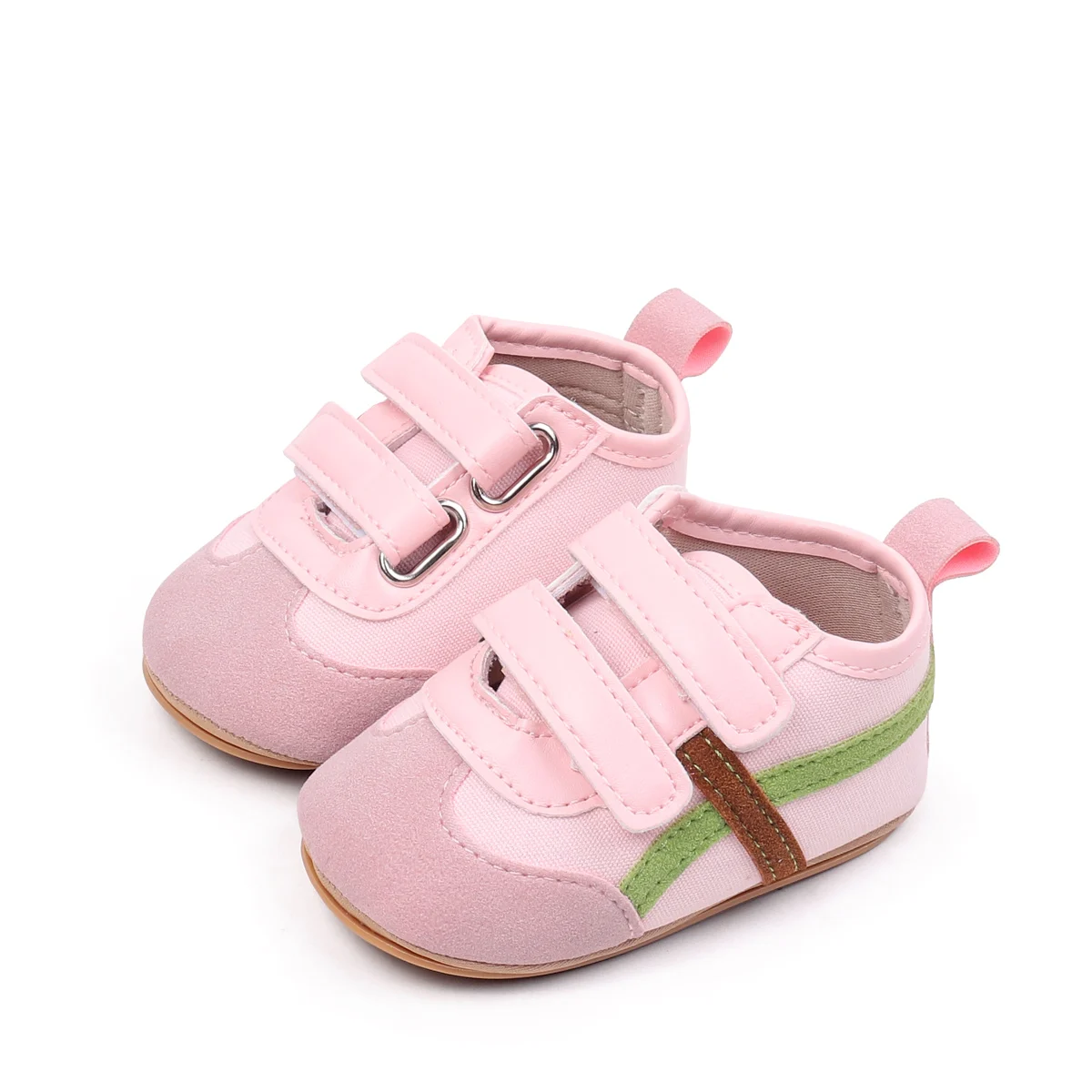 VISgogo Zapatillas de deporte para bebés y niñas, zapatos para caminar para niños pequeños con contraste de color a la moda, zapatos deportivos de cuero