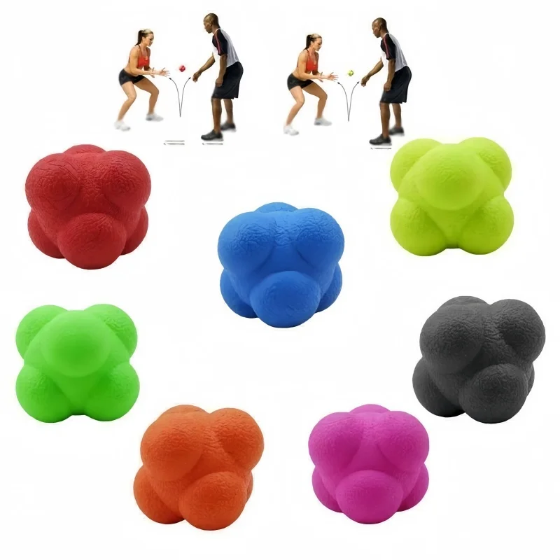 Pelota de reacción Hexagonal de 7cm para Fitness, coordinación de agilidad de silicona, ejercicio reflejo, entrenamiento de reacción, pelotas deportivas para Fitness, Juguetes